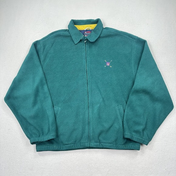Bugle Boy Other - Bugle Boy Fleece Jacket Mens XL Green Vintage 90s Full Zip Collared Crest